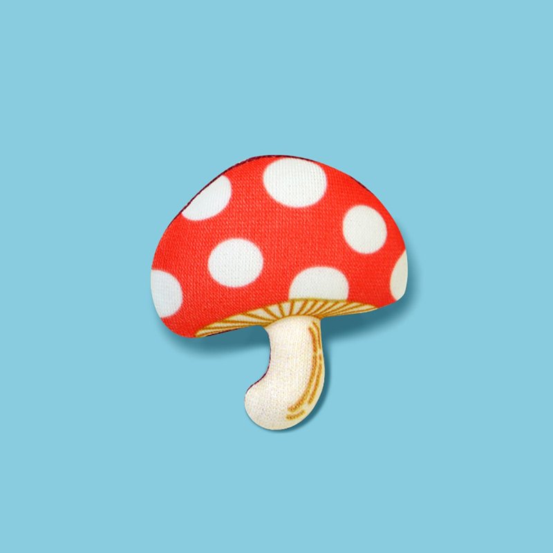 Cute mushroom brooch handmade cloth brooch - Brooches - Cotton & Hemp Red