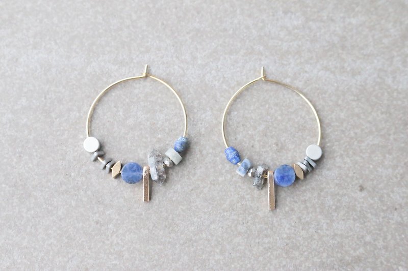 髮晶 耳環 1167-秘密暗號 - 耳環/耳夾 - 半寶石 藍色