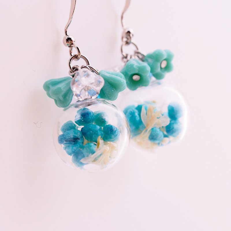 OMYWAY Handmade Dried Flower -  Artificial Glass Beads earrings 1.4 - ต่างหู - แก้ว สีแดง
