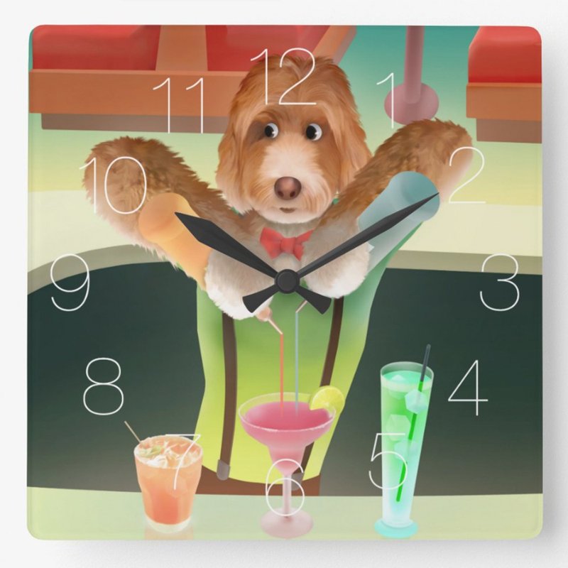 小鐵君掛鐘/ 狗狗調酒師 + 狗狗票卡包/ 2件組合 - 時鐘/鬧鐘 - 壓克力 