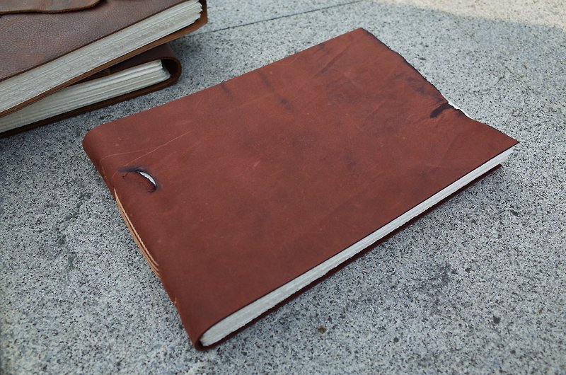 [Collector's Edition] Thread-bound leather handmade book. Watercolor book. Drawing book. N063 - Notebooks & Journals - Genuine Leather Brown