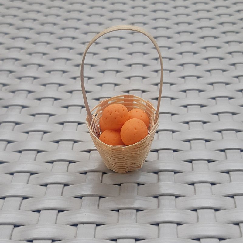 Oranges, mini oranges, 8 mini oranges, small baskets, miniatures - 擺飾/家飾品 - 黏土 橘色