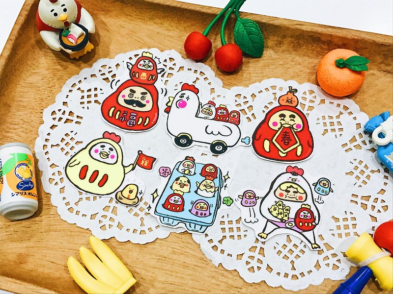 Red Tongtong Happy Chicken Dharma Tumbler Sticker Pack - Stickers - Paper Red