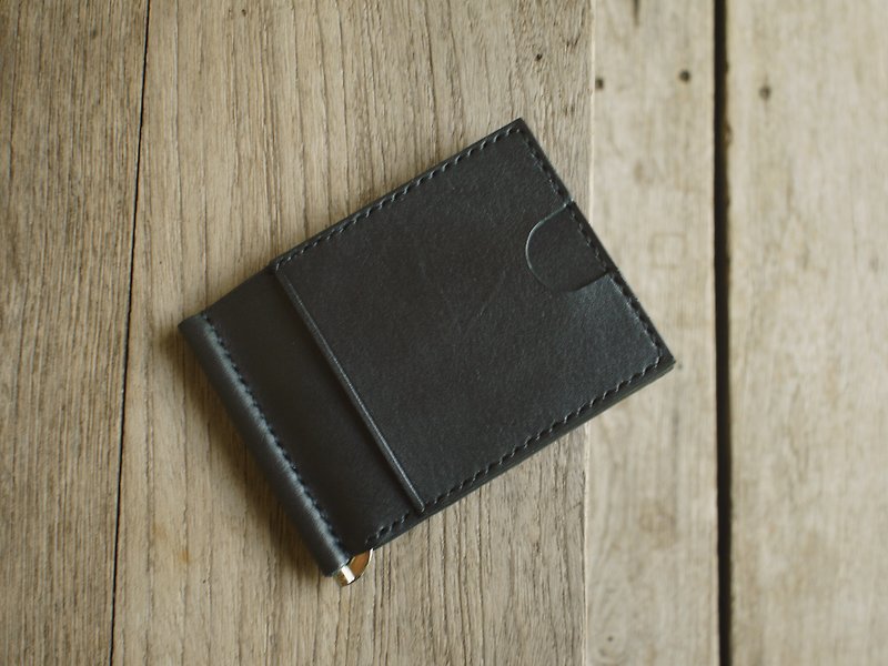 Money clip wallet black color - Wallets - Genuine Leather Black