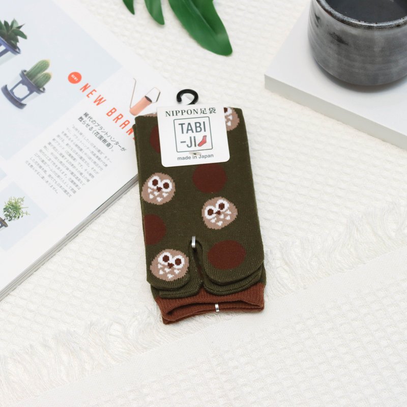 TABI-JI Nara foot bag socks (tabi socks)-Owl - ถุงเท้า - ผ้าฝ้าย/ผ้าลินิน 