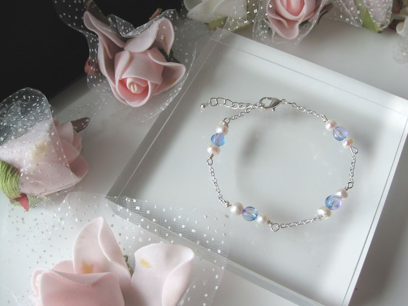 Freshwater Pearl - Czech Beads Bracelet - Bracelets - Gemstone Blue