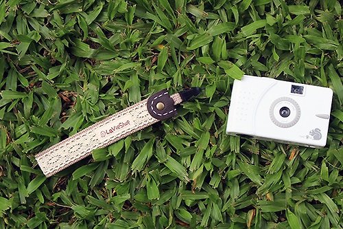 LaVieShop 拉米手作 質感日系棉麻蕾絲(卡其) 25mm手工 相機手腕帶 小相機/底片機
