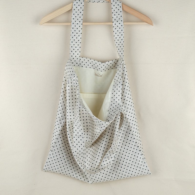 [Limited] Grey Polka Dot Linen Tote Bag - Messenger Bags & Sling Bags - Cotton & Hemp Gray