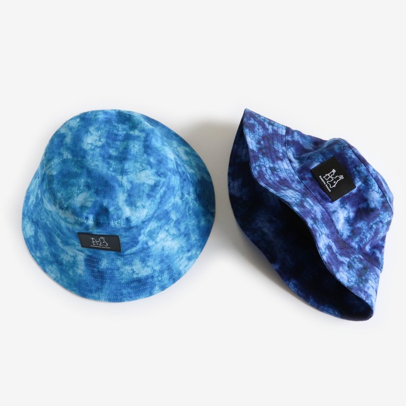 藍調紮染漁夫帽 fisherman hat - 帽子 - 棉．麻 藍色