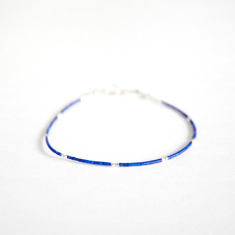Simple deep blue lapis with Sterling Silver Bracelet Fine // September Birthstone - Bracelets - Gemstone Blue