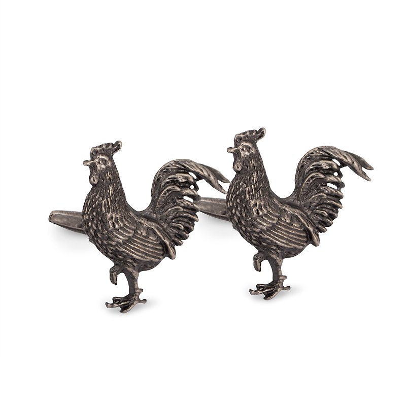 Rooster Cufflinks - Cuff Links - Other Metals Gold