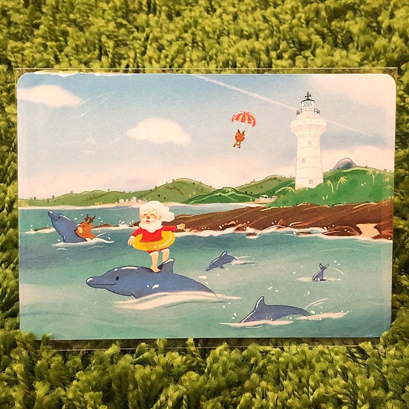 Digital art SANTA have fun in Taiwan POST CARD-Kenting - Cards & Postcards - Paper 