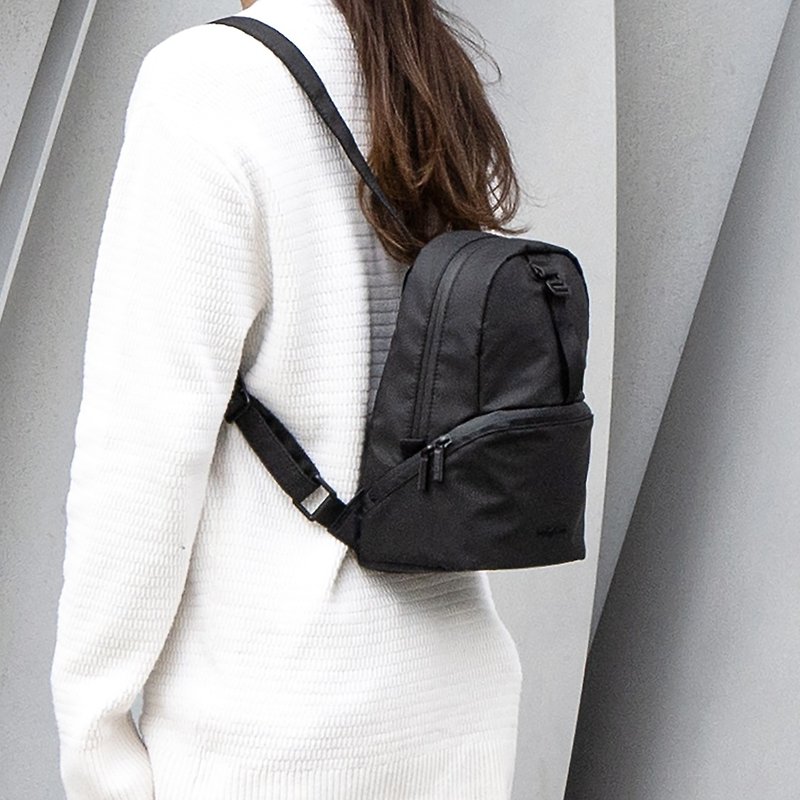 Small backpack mini backpack hukou waterproof travel bag matte black - Pico - Backpacks - Waterproof Material Black