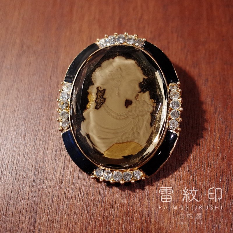 CAMEO 貝殼浮雕 歐風 仕女側面像 胸針 項鍊 兩用 古董項鍊 - 胸針 - 貝殼 金色