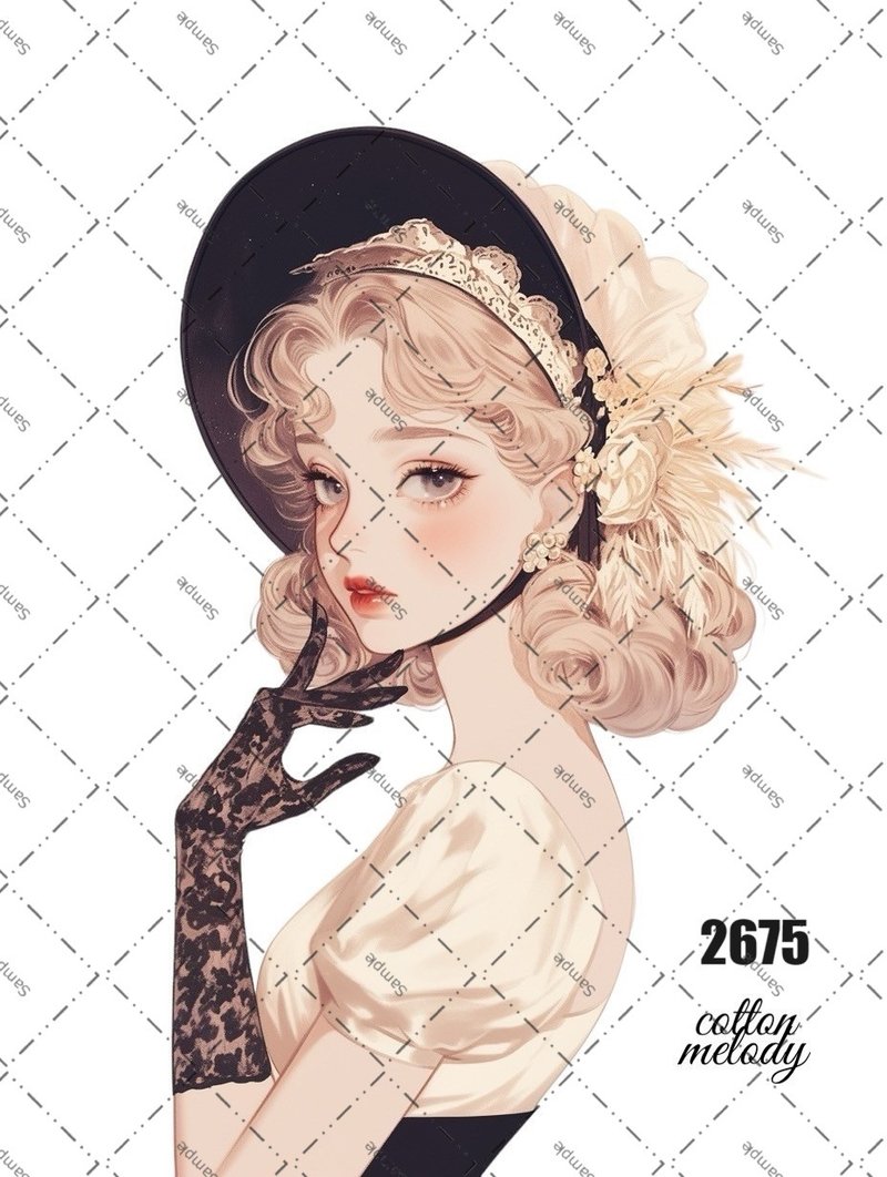 original sticker no.2675 人物ステッカー オリジナルステッカー オリジナル人物ステッカー 装飾ステッカー cotton melody - 貼紙 - 紙 