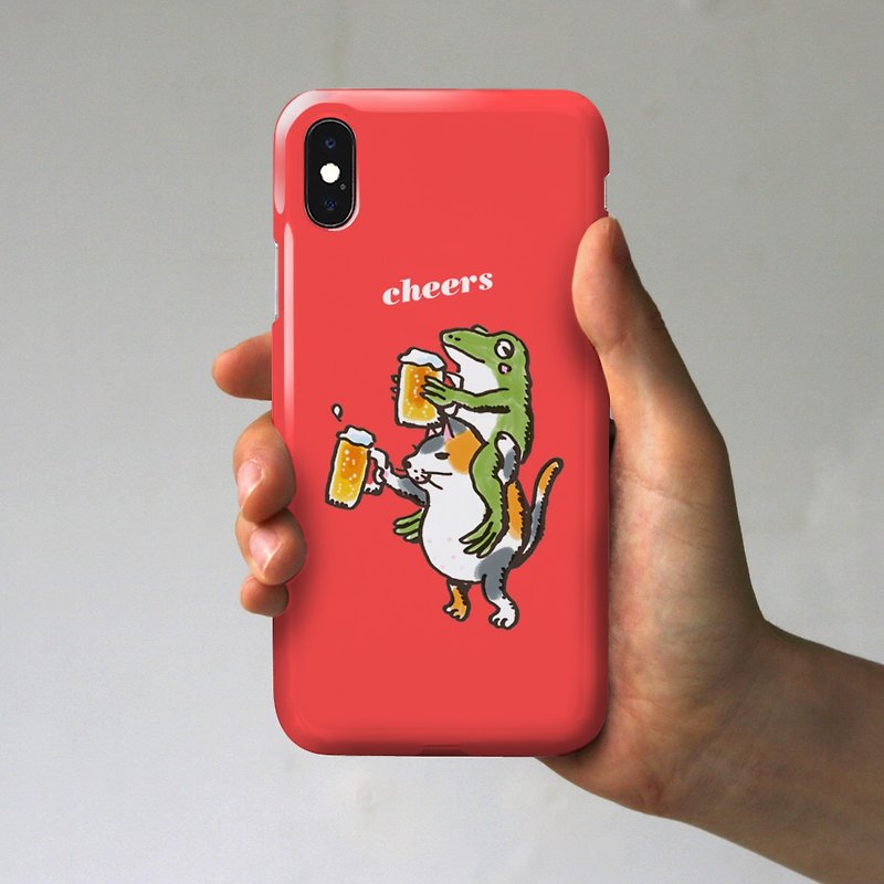 iPhoneケース　猫と青蛙が乾杯　レッド - 手機殼/手機套 - 塑膠 紅色