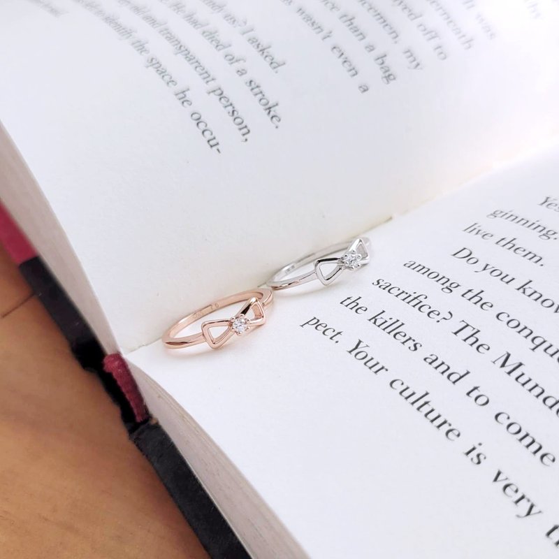 小蝴蝶。蝴蝶結造型  925銀戒 台灣國際圍尾戒 #4 - #10 - 戒指 - 純銀 