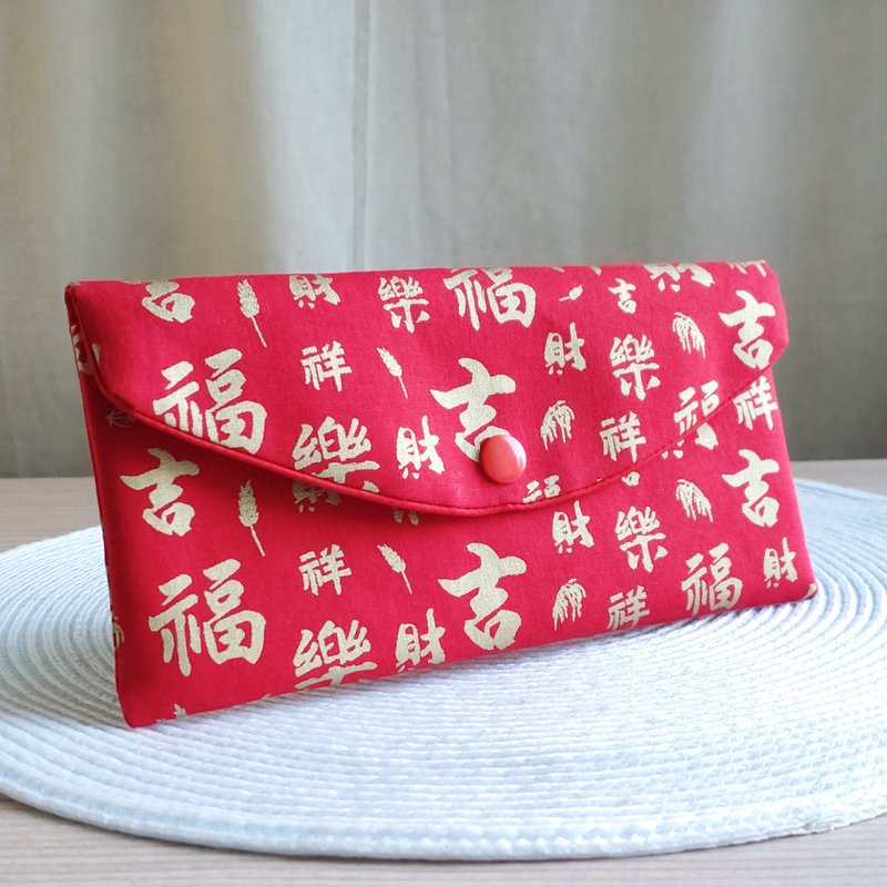 Lovely hot stamping [Lovely Caixiang hot stamping red envelope bag, red] passbook cover, cash storage bag - Chinese New Year - Cotton & Hemp Red