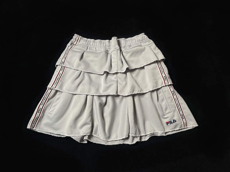 REGETHER Vintage modified FILA sports cake skirt-02 - กระโปรง - เส้นใยสังเคราะห์ สีเทา