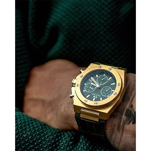 TW Steel Watches 下單即贈品牌籃球 CEO TECH系列 金色綠面計時碼錶