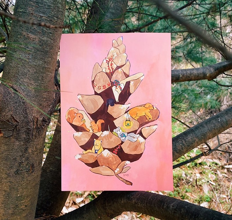 Pinecone house - Posters - Paper Pink