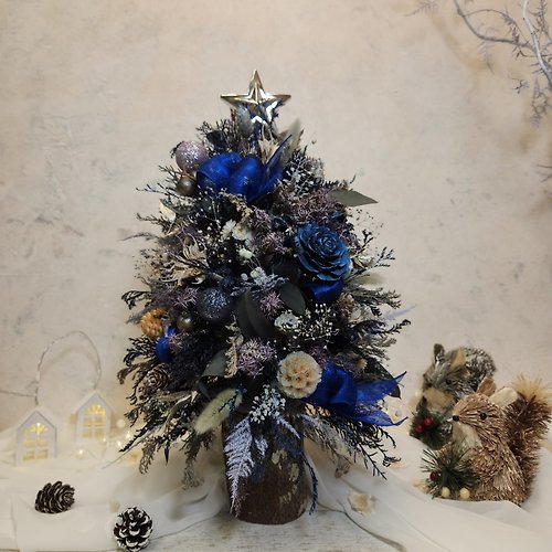 莫緹花繪 【材料包】米克諾斯藍聖誕樹 永生雪松 聖誕禮物 交換禮物