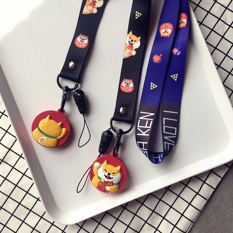 Baise Ding Shiba Inu Gift Bodhidharma Fushen Double-sided Shiba Certificate with Mobile Phone Lanyard Chest Strap Lanyard Ornaments - อื่นๆ - เส้นใยสังเคราะห์ 
