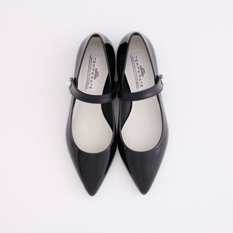 CARRIE (BLACK) PVC POINTED TOE FLAT SHOES pointed toe pumps - Rain Boots - Waterproof Material Black