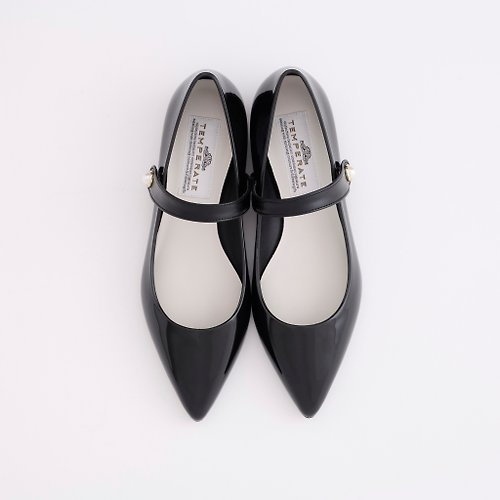 temperate CARRIE (BLACK) PVC POINTED TOE FLAT SHOES ポインテッドトゥ パンプス