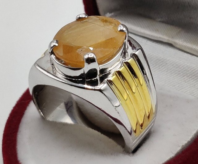 Natural store Ceylon Yellow Sapphire Mens Ring Pukhraj Ring Sterling Silver 925 Ring Real Pukhraj Artisan Handmade Ring Srilankan Sapphire Ring