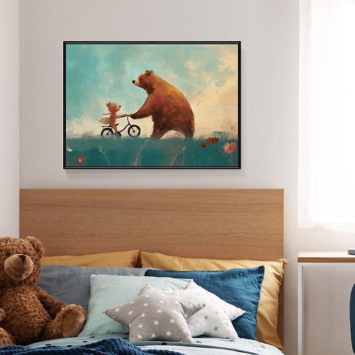 菠蘿選畫所 小熊的親子時光 II- 手繪小動物插畫掛畫/兒童裝飾畫/小熊掛畫