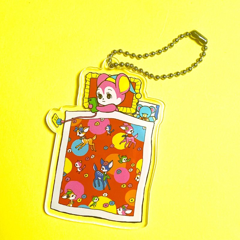 Smartphone-addicted Showa-era bear keychain - ที่ห้อยกุญแจ - อะคริลิค 