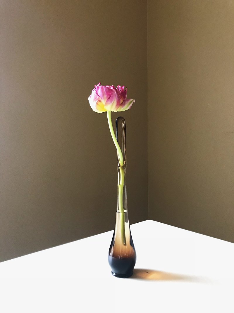 70年代茶色の花瓶/手吹きガラス - 花瓶・植木鉢 - ガラス ブラウン