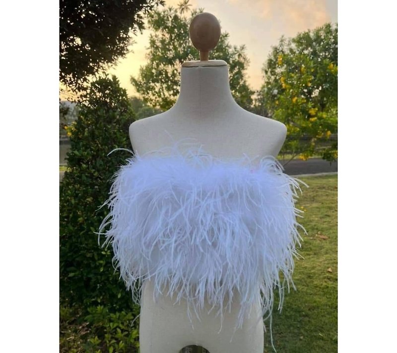 White feathered halter top - Women's Tops - Down White