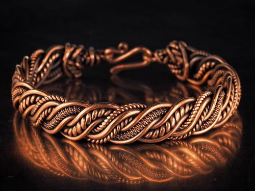 Wire Wrap Art 適合她的純銅手鍊 獨特的繞線金屬手鐲 手工飾品