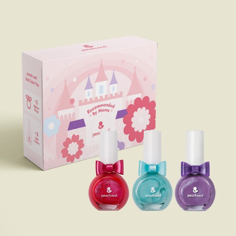 韓國【peachand】兒童水溶性指甲油(附戒指)3入組-糖霜餅乾 - 其他 - 其他材質 多色
