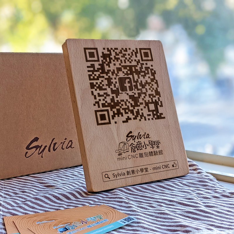 Customized QR-code signboard/stand-up [store opening/fan club/check-in helper] - Other - Wood Brown