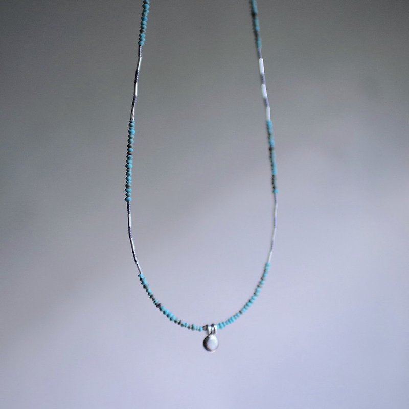 Turquoise Sterling Silver Necklace - สร้อยคอ - หยก สีเขียว