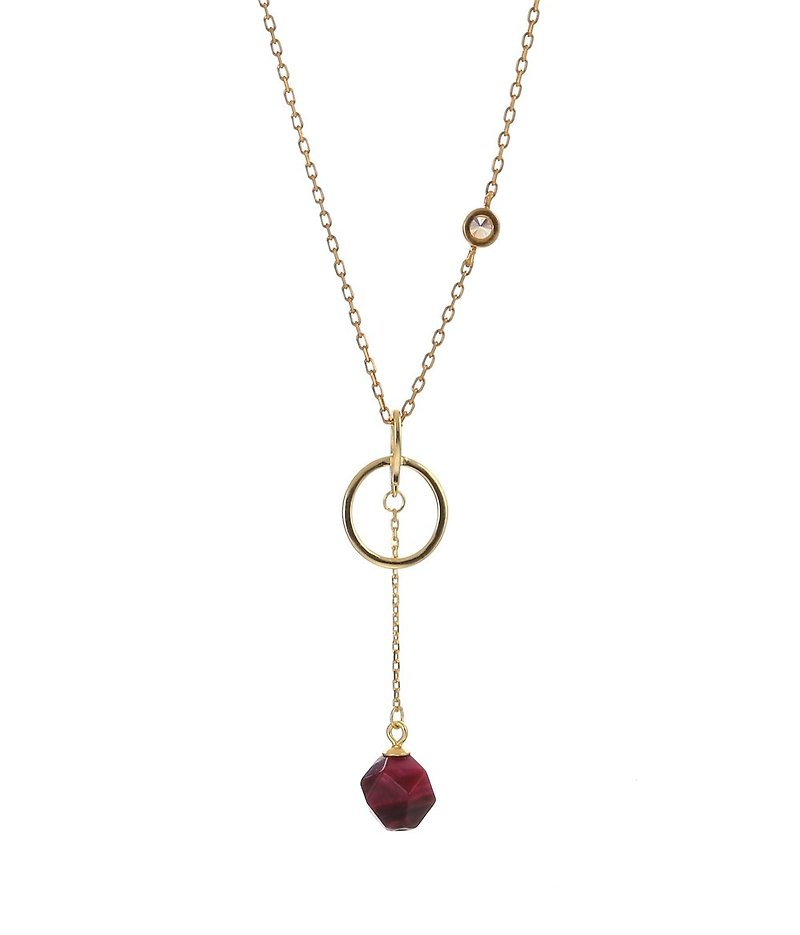 【Mother's day gift】Sunset Collection--S925 Silver Plated Gold With Tigerite Neck - Necklaces - Crystal Red