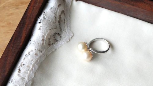 Chez Mamie 外婆家 法式復古雙珍珠戒指