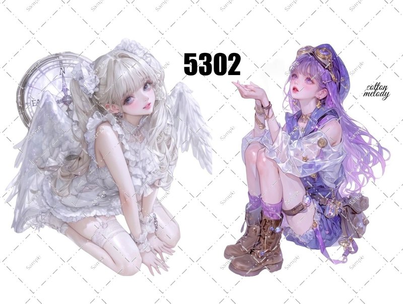original sticker no.5302 人物ステッカー オリジナルステッカー オリジナル人物ステッカー 装飾ステッカー cotton melody - 貼紙 - 紙 