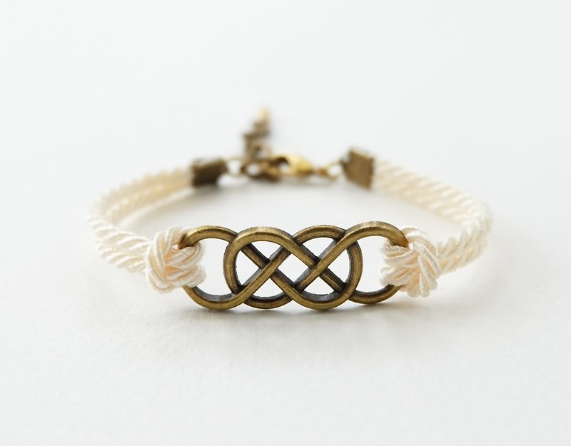 Infinity brass bracelet / Cream - Bracelets - Paper White