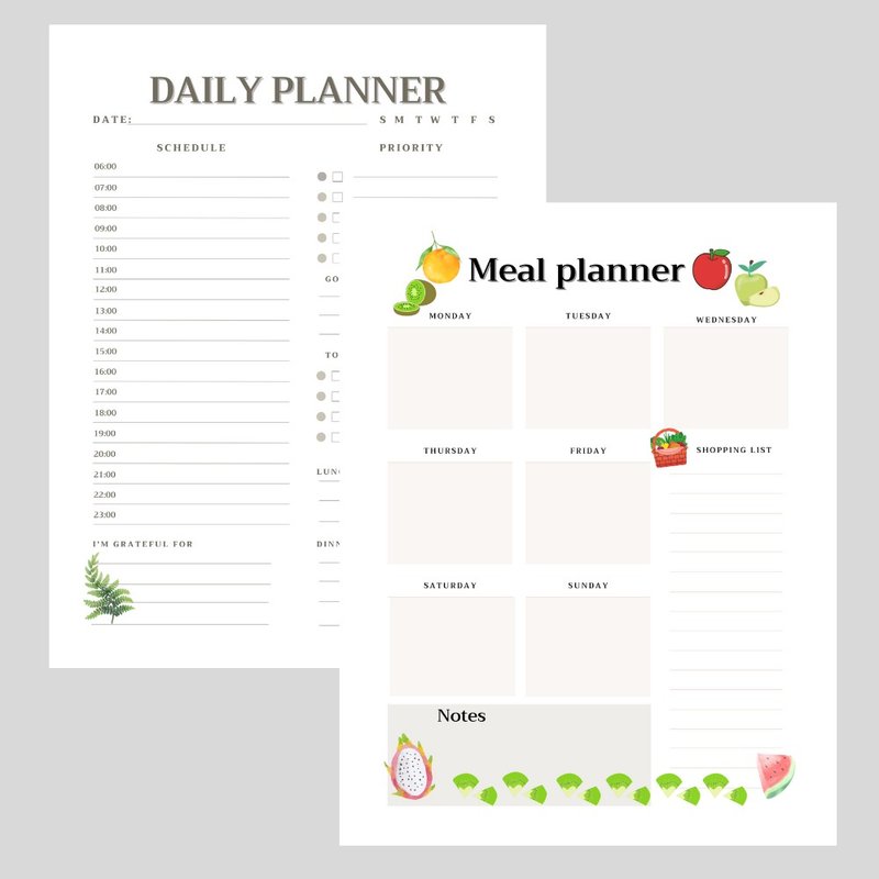 Daily Meal Planner Calendar 2023 Printable Downloadable File PDF Print 8.5x11 in - 其他數位商品 - 其他材質 