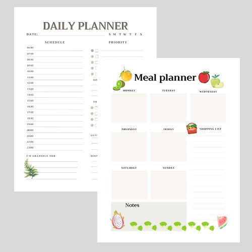 Sasideni Design Daily Meal Planner Calendar 2023 Printable Downloadable File PDF Print 8.5x11 in