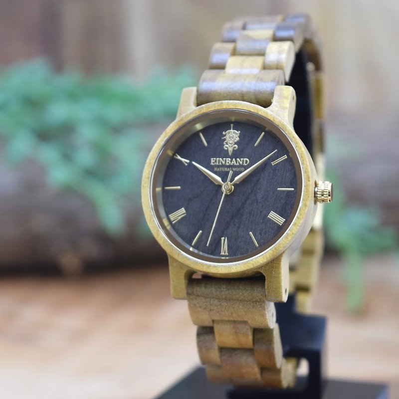 EINBAND Reise Teak & Gold 32mm Wooden Watch - Men's & Unisex Watches - Wood Brown