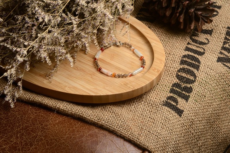 【神山晶礦】長形瑪瑙茶晶手鍊/瑪瑙/茶晶 - 手鍊/手環 - 水晶 橘色