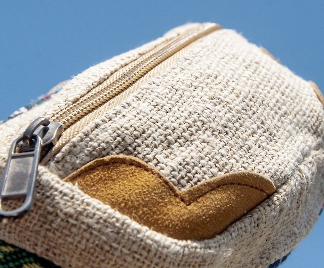 Leather Chest Bag Linen Waist Bag Carry-on Waist Bag Hand-woven