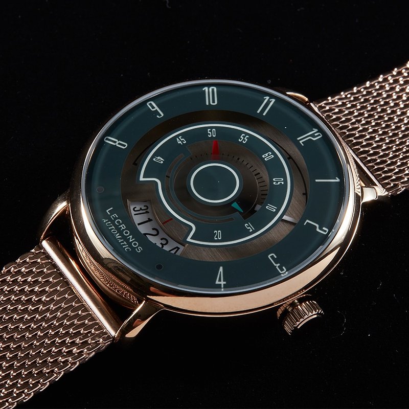 LECRONOS Race For Vintage Collection - Dark Grey & Khaki Bracelet - Men's & Unisex Watches - Stainless Steel Gray