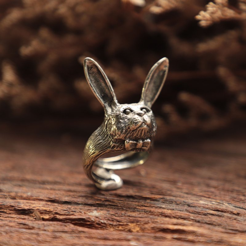 cat Bunny ring for unisex made of sterling silver 925 cute animal style - General Rings - Sterling Silver Silver