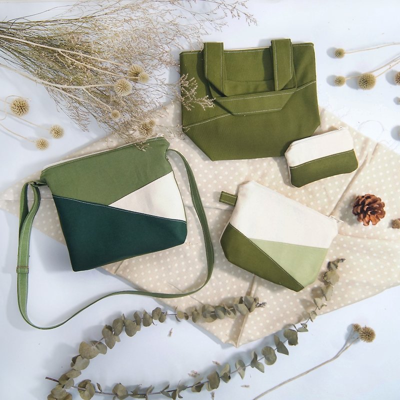 抹茶包包大福袋禮物盒 - 手袋/手提袋 - 棉．麻 綠色